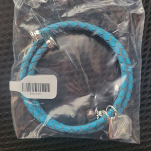 Vantel Blue Leather Wrap with "Gratitude" Charm - NEW